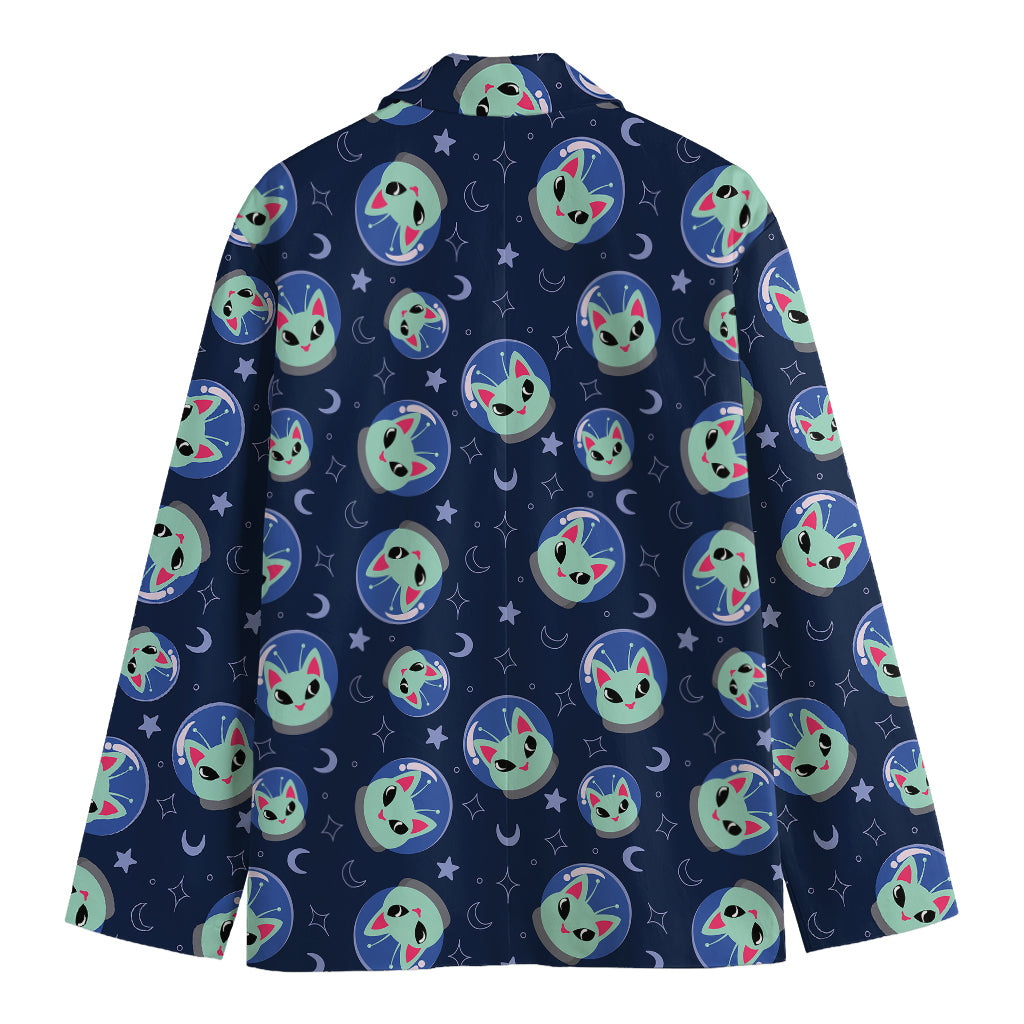 Astronaut Alien Cat Print Men's Blazer