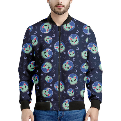 Astronaut Alien Cat Print Men's Bomber Jacket