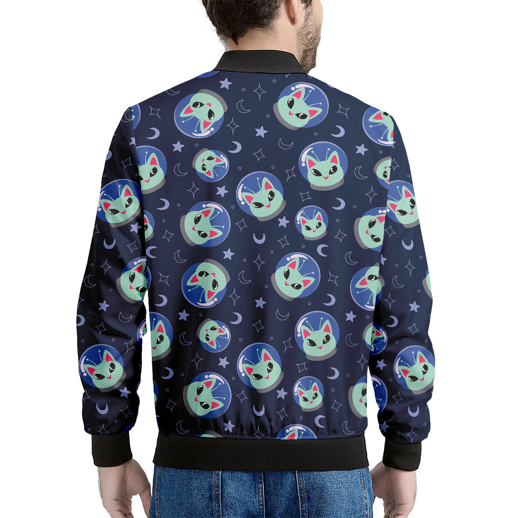 Astronaut Alien Cat Print Men's Bomber Jacket