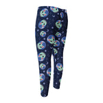 Astronaut Alien Cat Print Men's Compression Pants