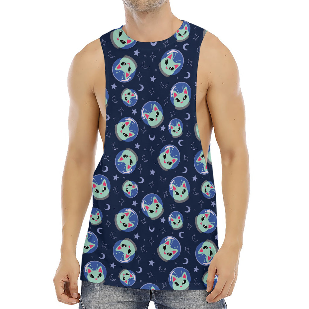 Astronaut Alien Cat Print Men's Muscle Tank Top