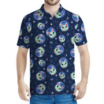 Astronaut Alien Cat Print Men's Polo Shirt