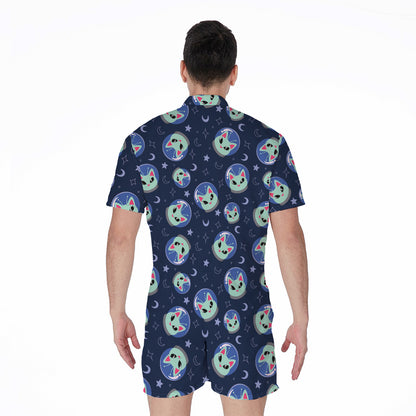 Astronaut Alien Cat Print Men's Rompers