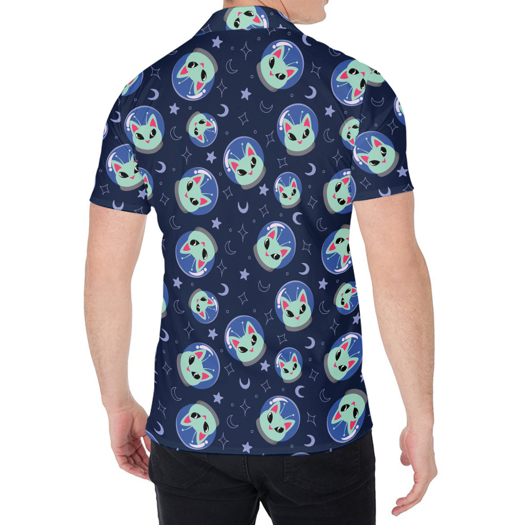 Astronaut Alien Cat Print Men's Shirt