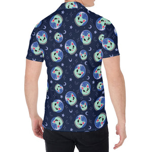 Astronaut Alien Cat Print Men's Shirt