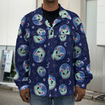 Astronaut Alien Cat Print Men's Shirt Jacket