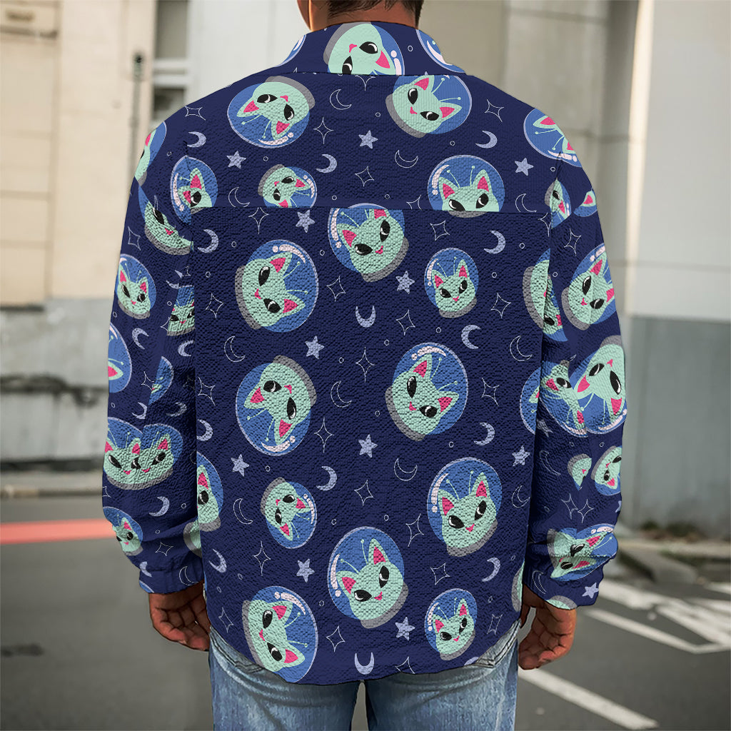 Astronaut Alien Cat Print Men's Shirt Jacket