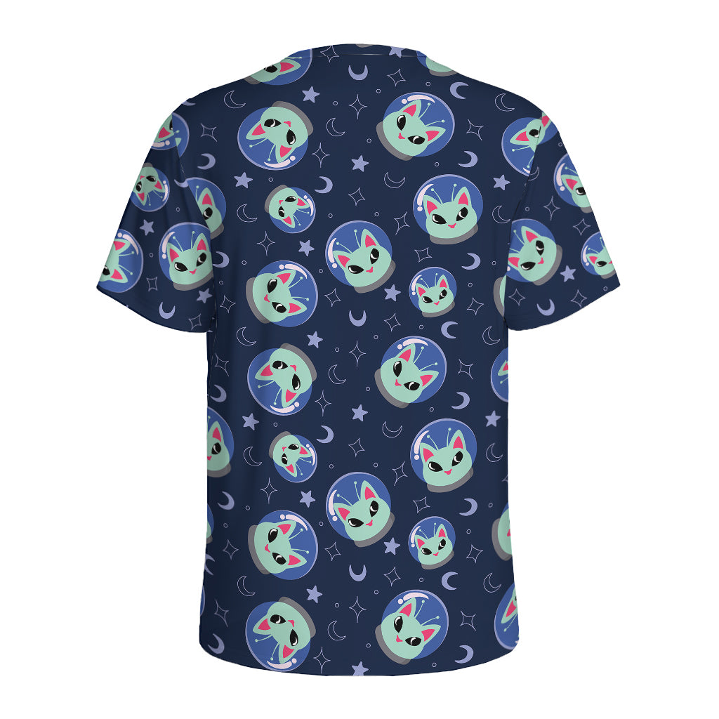 Astronaut Alien Cat Print Men's Sports T-Shirt