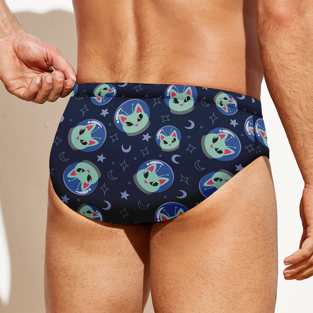 Astronaut Alien Cat Print Men's Swim Briefs