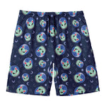 Astronaut Alien Cat Print Men's Swim Trunks