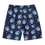 Astronaut Alien Cat Print Men's Swim Trunks