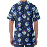 Astronaut Alien Cat Print Men's Velvet T-Shirt