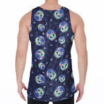 Astronaut Alien Cat Print Men's Velvet Tank Top
