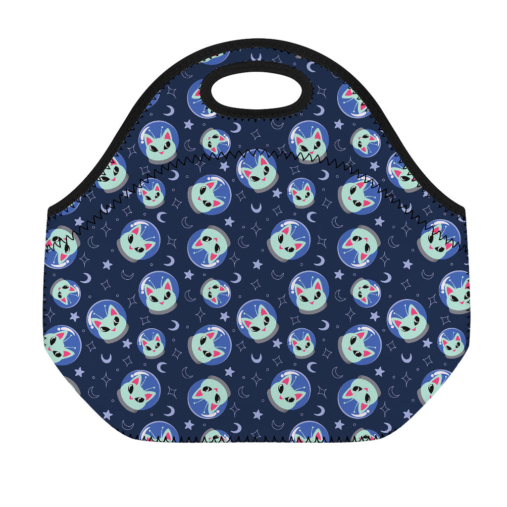 Astronaut Alien Cat Print Neoprene Lunch Bag