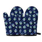 Astronaut Alien Cat Print Oven Mitts