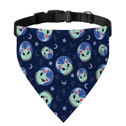 Astronaut Alien Cat Print Over The Collar Dog Bandana