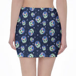 Astronaut Alien Cat Print Pencil Mini Skirt