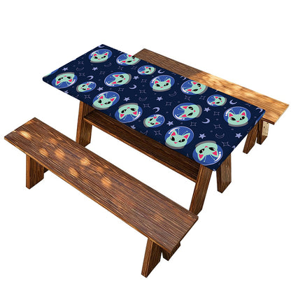 Astronaut Alien Cat Print Picnic Table Cover