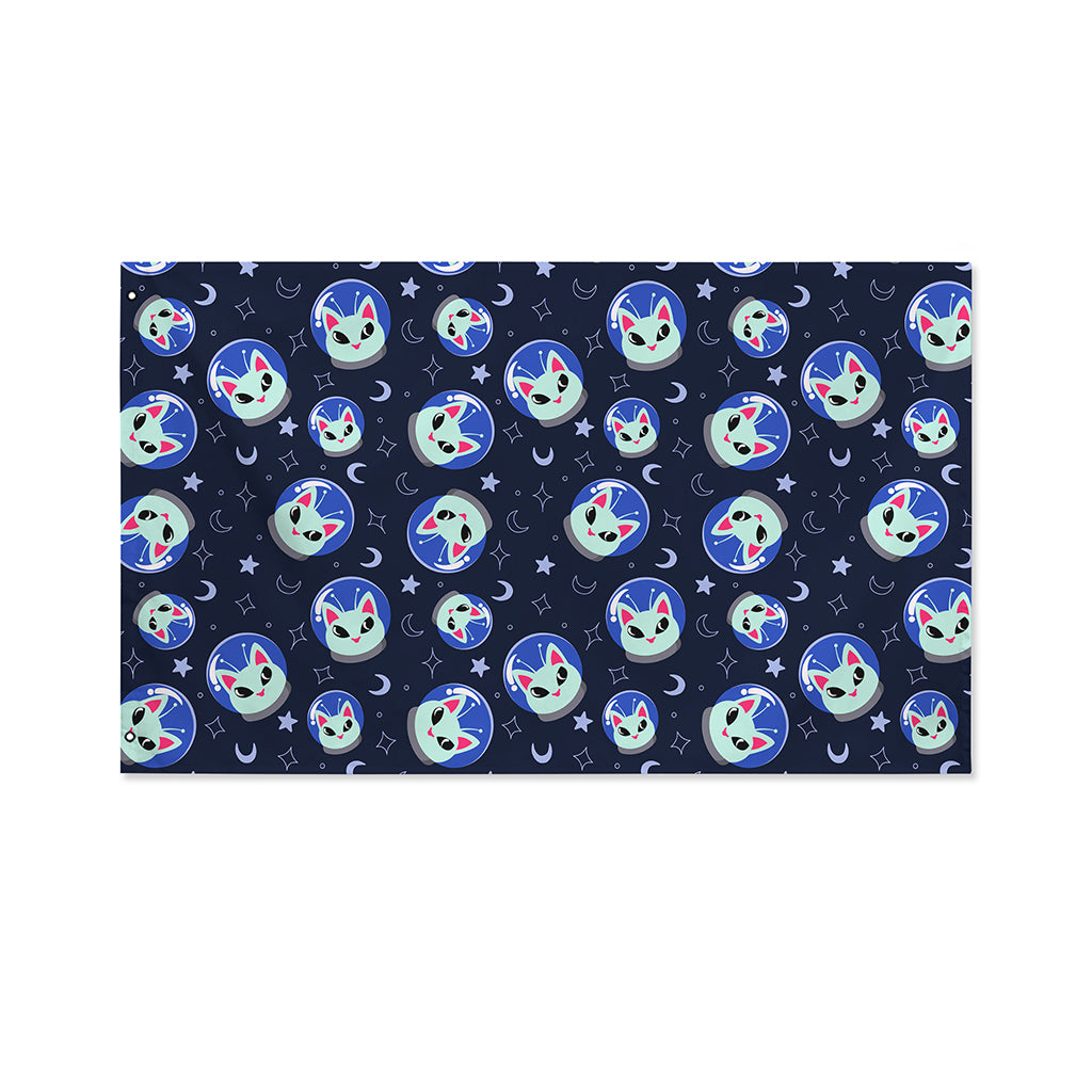 Astronaut Alien Cat Print Polyester Flag