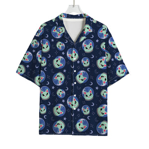 Astronaut Alien Cat Print Rayon Hawaiian Shirt