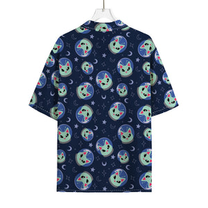 Astronaut Alien Cat Print Rayon Hawaiian Shirt