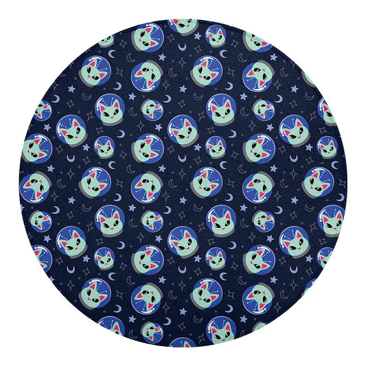 Astronaut Alien Cat Print Round Blanket