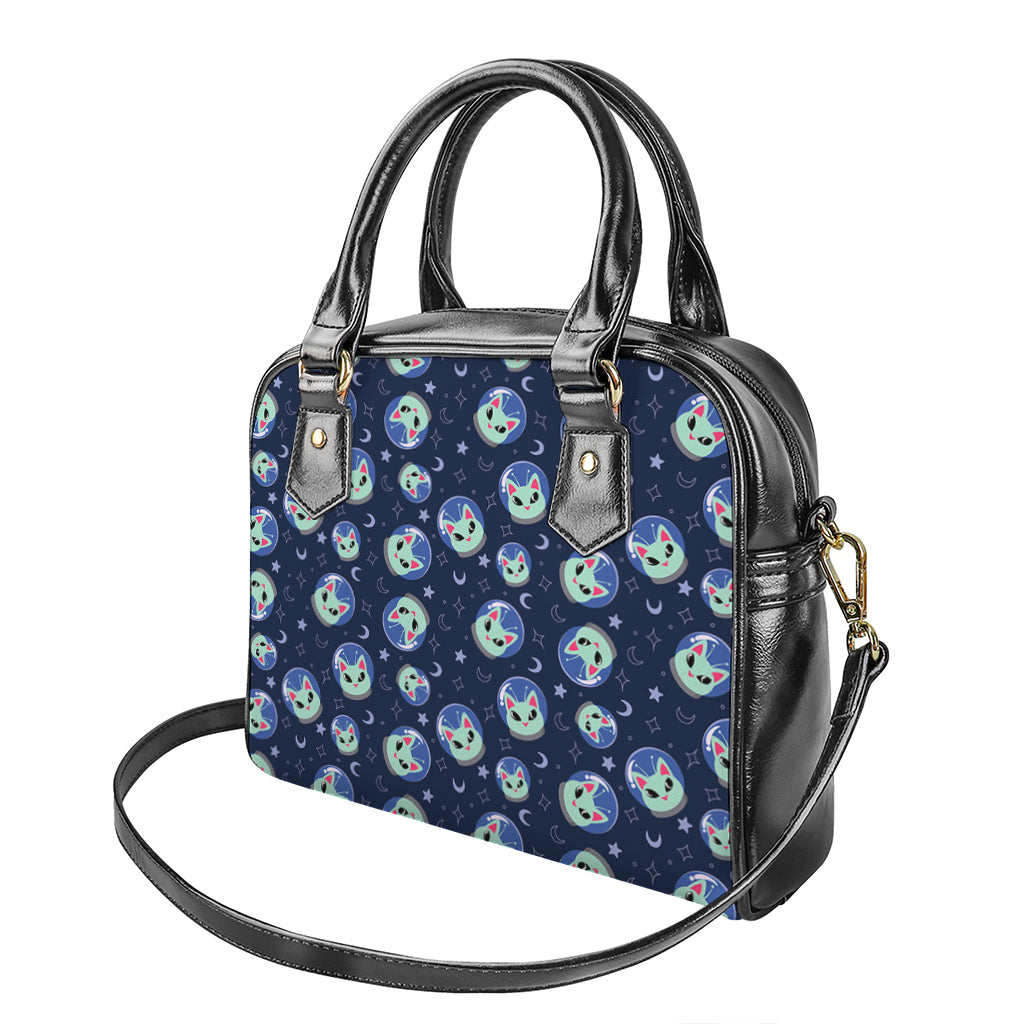 Astronaut Alien Cat Print Shoulder Handbag