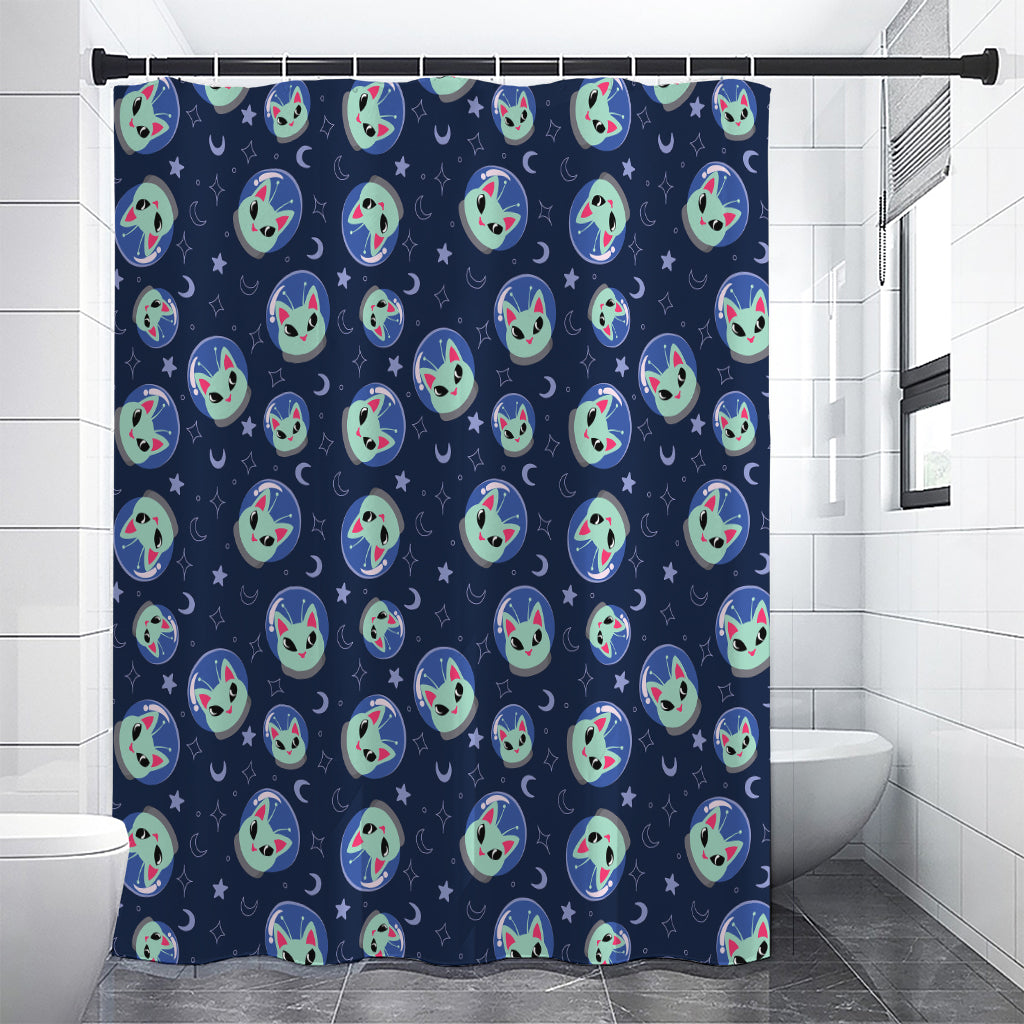 Astronaut Alien Cat Print Shower Curtain