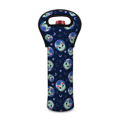 Astronaut Alien Cat Print Single Neoprene Wine Tote