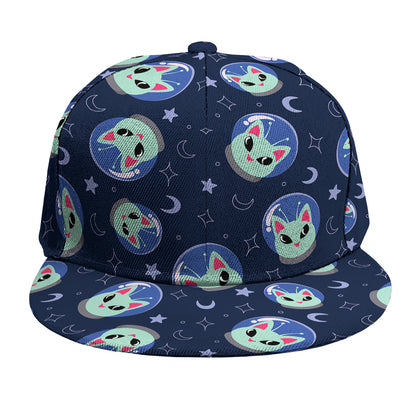 Astronaut Alien Cat Print Snapback Cap