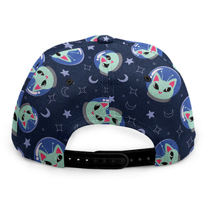 Astronaut Alien Cat Print Snapback Cap