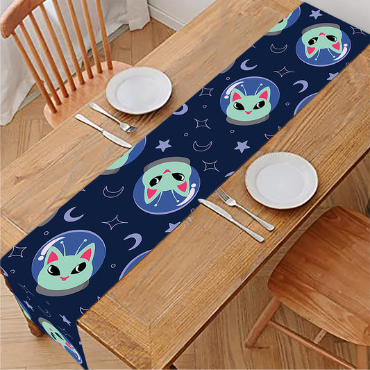 Astronaut Alien Cat Print Table Runner