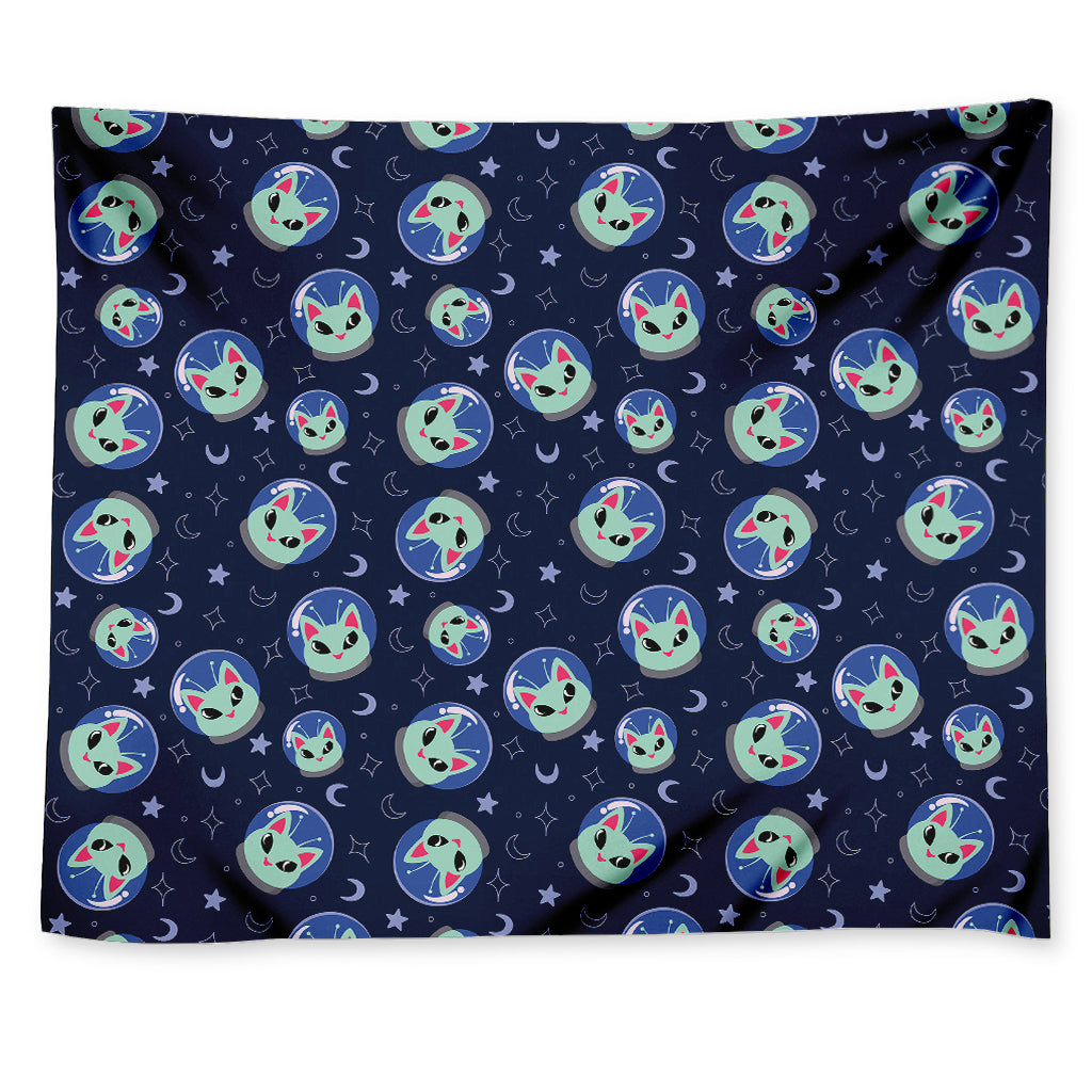 Astronaut Alien Cat Print Tapestry