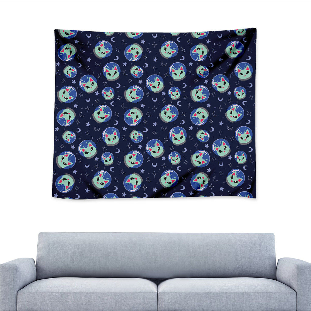 Astronaut Alien Cat Print Tapestry