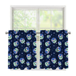 Astronaut Alien Cat Print Tier Curtains