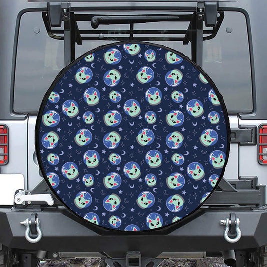 Astronaut Alien Cat Print Tire Cover