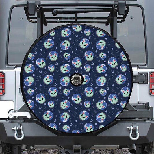 Astronaut Alien Cat Print Tire Cover With Camera Hole