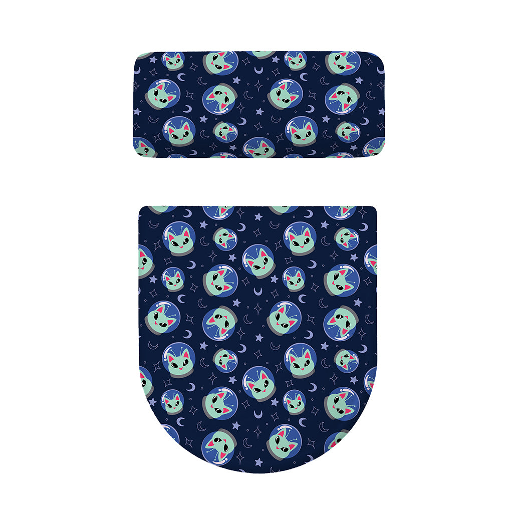Astronaut Alien Cat Print Toilet Lid And Tank Cover Set