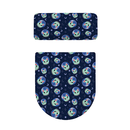 Astronaut Alien Cat Print Toilet Lid And Tank Cover Set