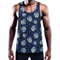 Astronaut Alien Cat Print Men's Workout Tank Top