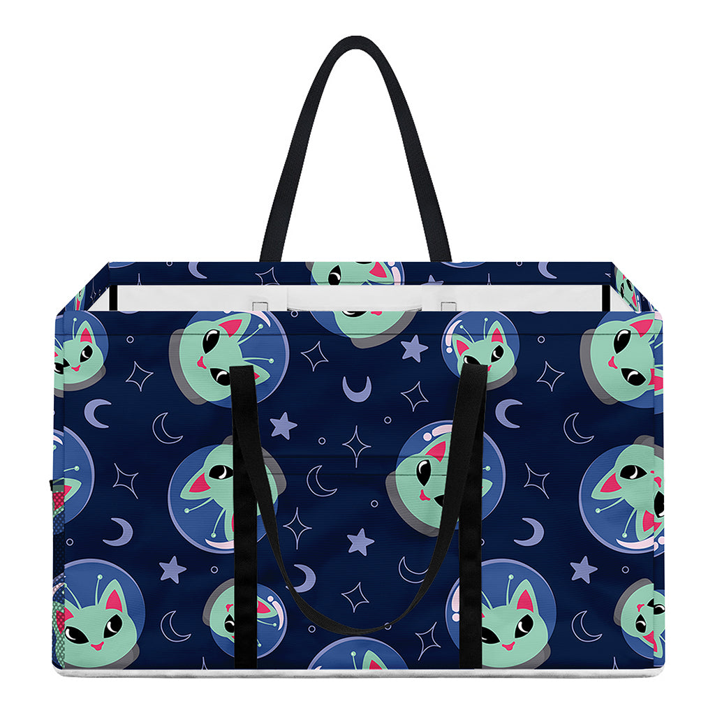 Astronaut Alien Cat Print Utility Tote Bag