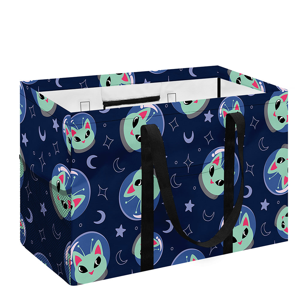 Astronaut Alien Cat Print Utility Tote Bag