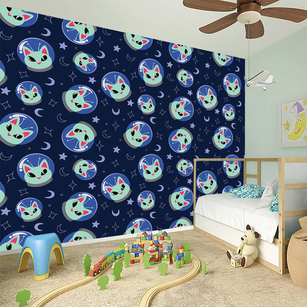 Astronaut Alien Cat Print Wall Sticker