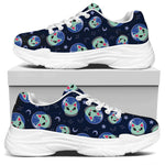 Astronaut Alien Cat Print White Chunky Shoes