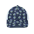 Astronaut Alien Cat Print White Mesh Trucker Hat