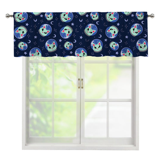 Astronaut Alien Cat Print Window Valance