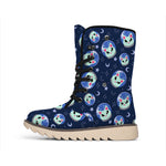 Astronaut Alien Cat Print Winter Boots