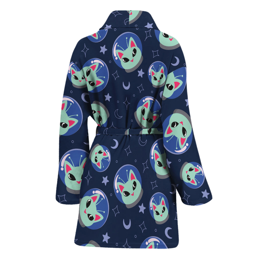 Astronaut Alien Cat Print Women's Bathrobe