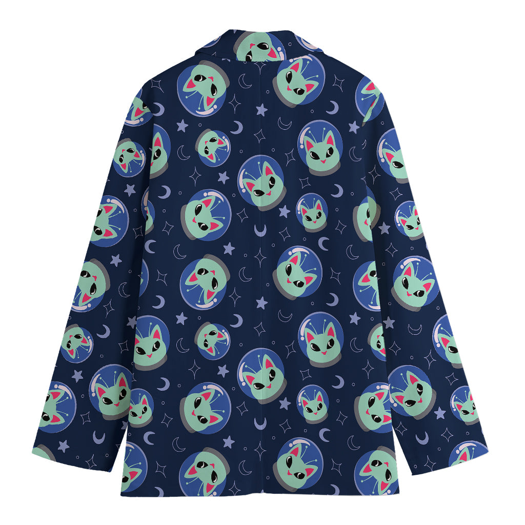 Astronaut Alien Cat Print Women's Blazer