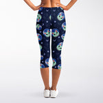 Astronaut Alien Cat Print Women's Capri Leggings